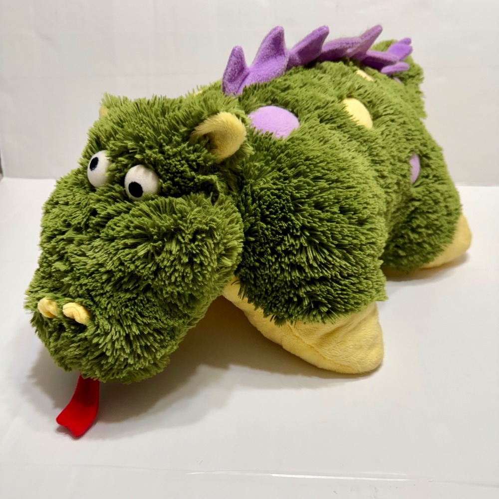 My Pillow Pets Dizzy Dragon Plush Green Purple Yellow Spotted Large Toy 2009 - Picture 3 of 11